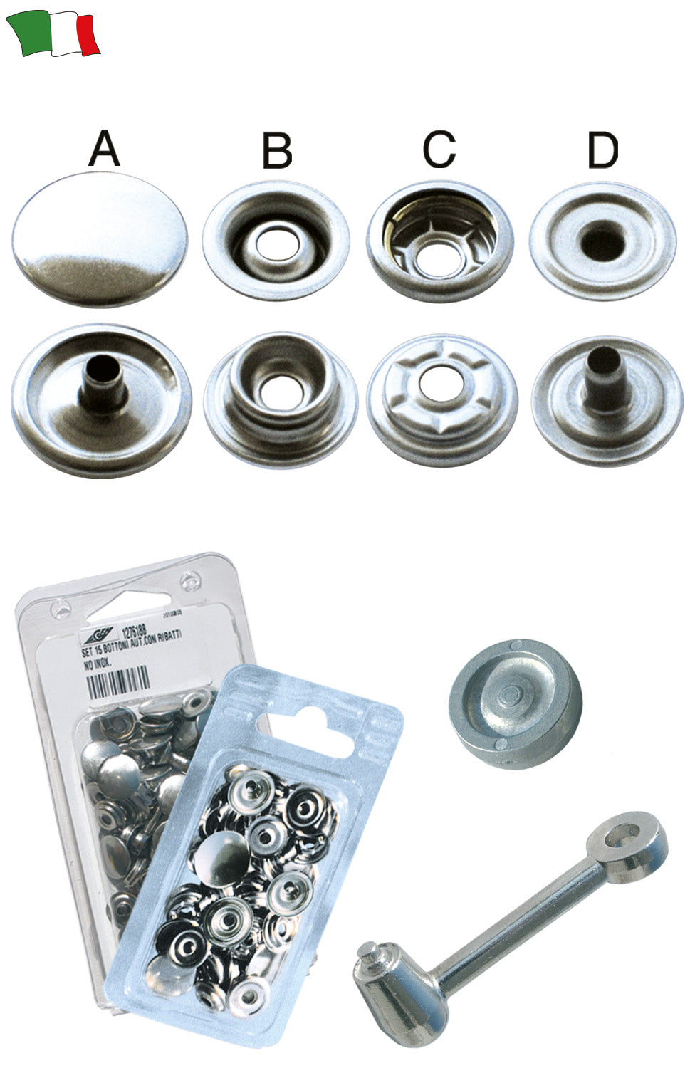 Bottone Automatico In Acciaio Inox