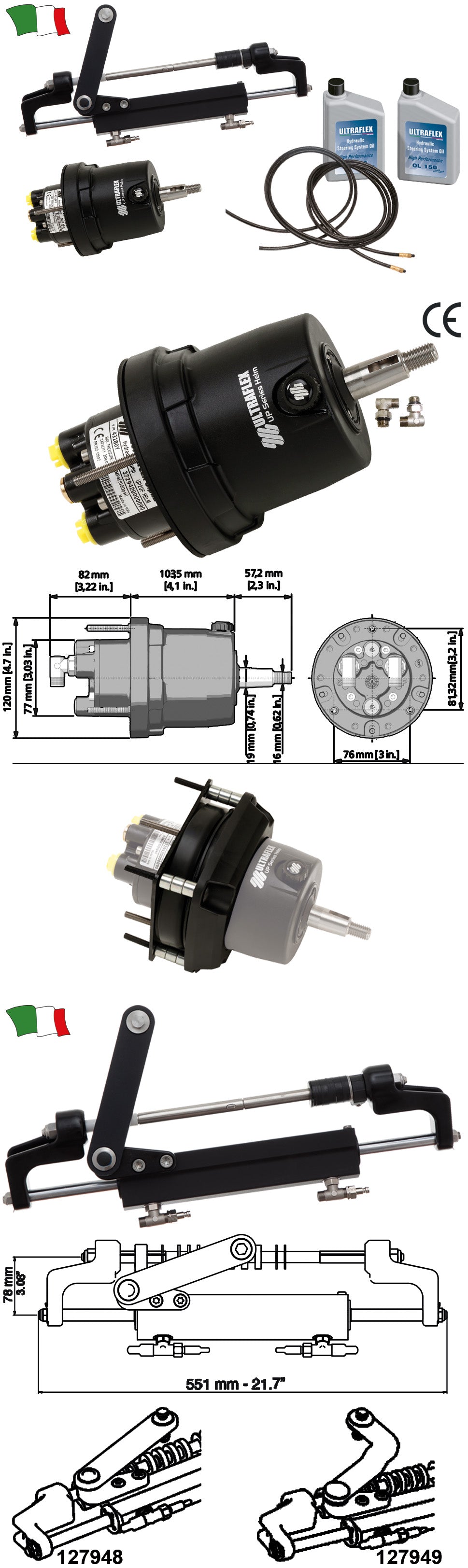 Timoneria Idraulica Ultraflex Per Motori Fuoribordo Fino A 175 Hp