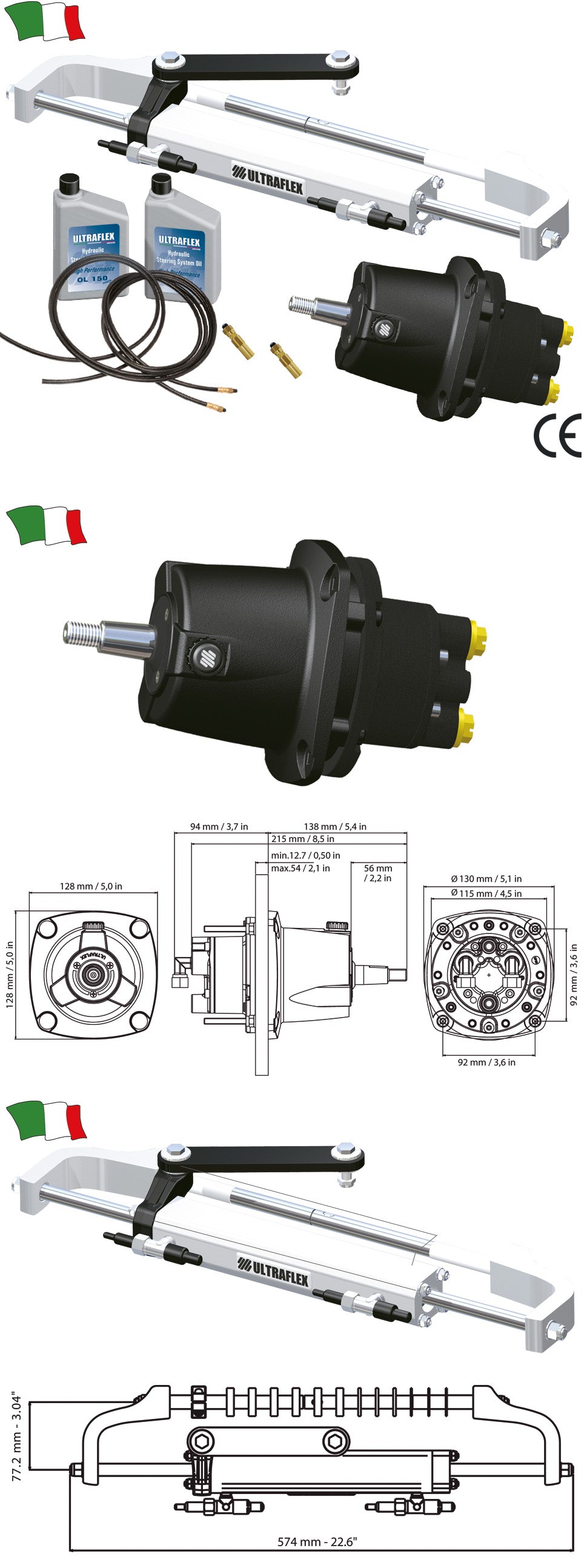Timoneria Idraulica Ultraflex Per Motori Fuoribordo Fino A 115 Hp